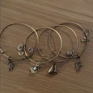 Lot of Gold Alex and Ani Nautical themed bracelets